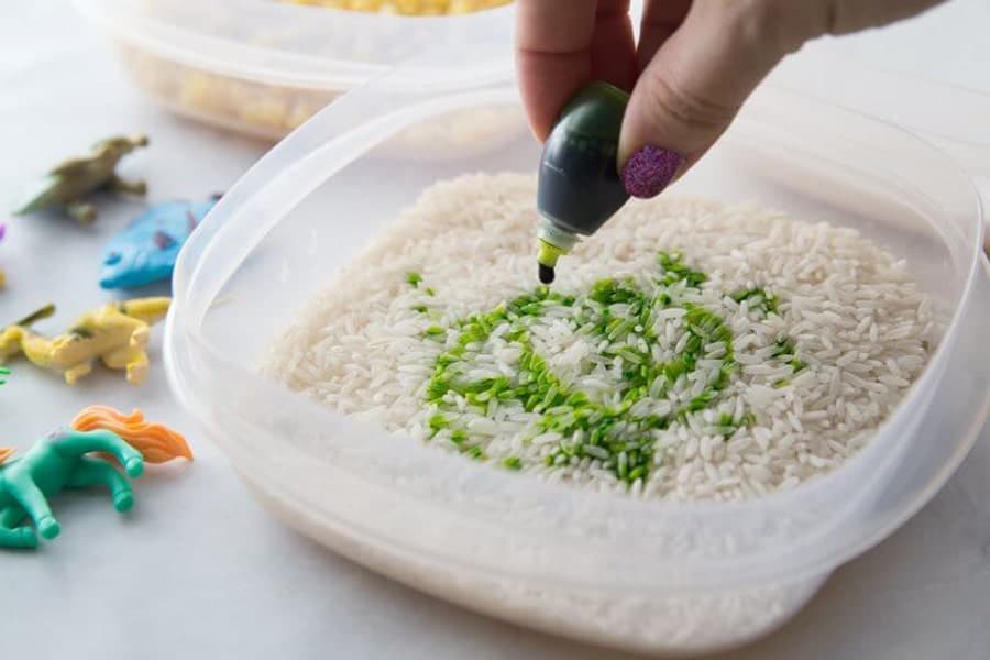 روش درست کردن برنج رنگی