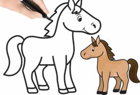 آموزش نقاشی اسب کودکانه با ظاهر فانتزی