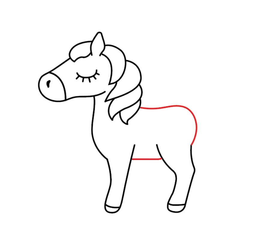 مرحله ششم نقاشی اسب تک شاخ - تکمیل بدن یونیکرن