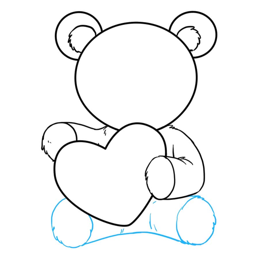 مرحله هفتم آموزش نقاشی خرس قلبی