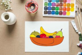 نقاشی ظرف میوه