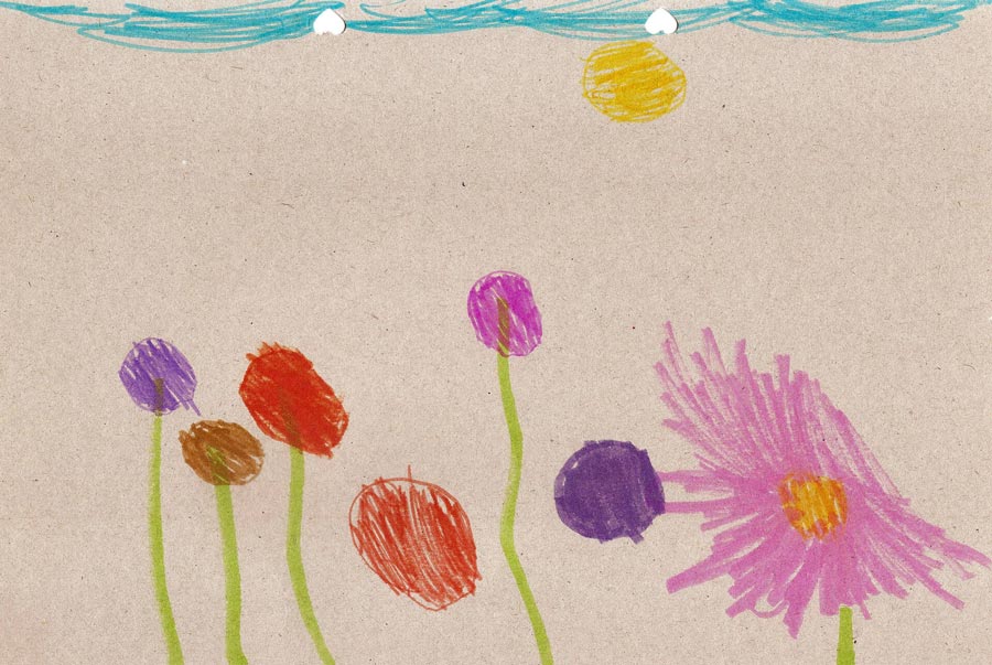 نقاشی گل و گیاه کودکانه
