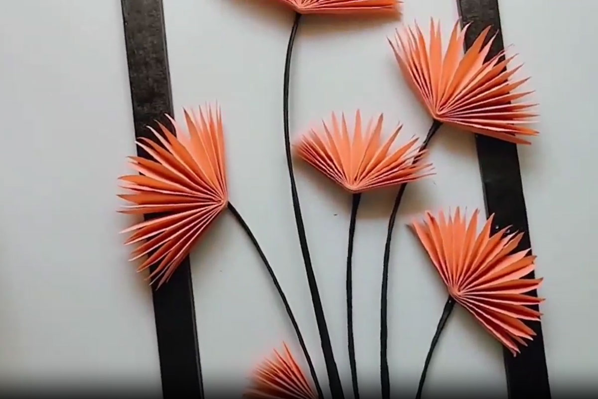 آموزش ساخت کاردستی تابلو گل با کاغذ رنگی