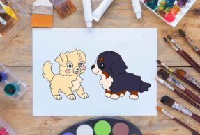 نقاشی توله سگ