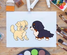 نقاشی توله سگ