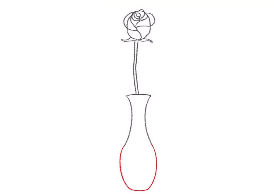 تکمیل نقاشی گلدان گل رز