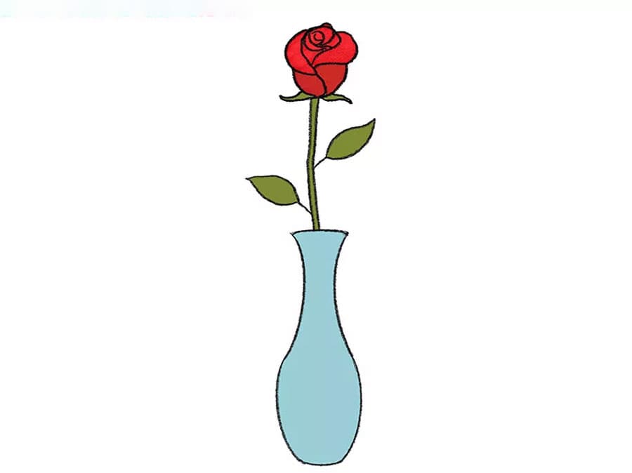 رنگ آمیزی نقاشی گلدان گل رز