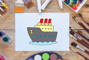 کشیدن نقاشی کشتی کودکانه همراه تصویر مراحل