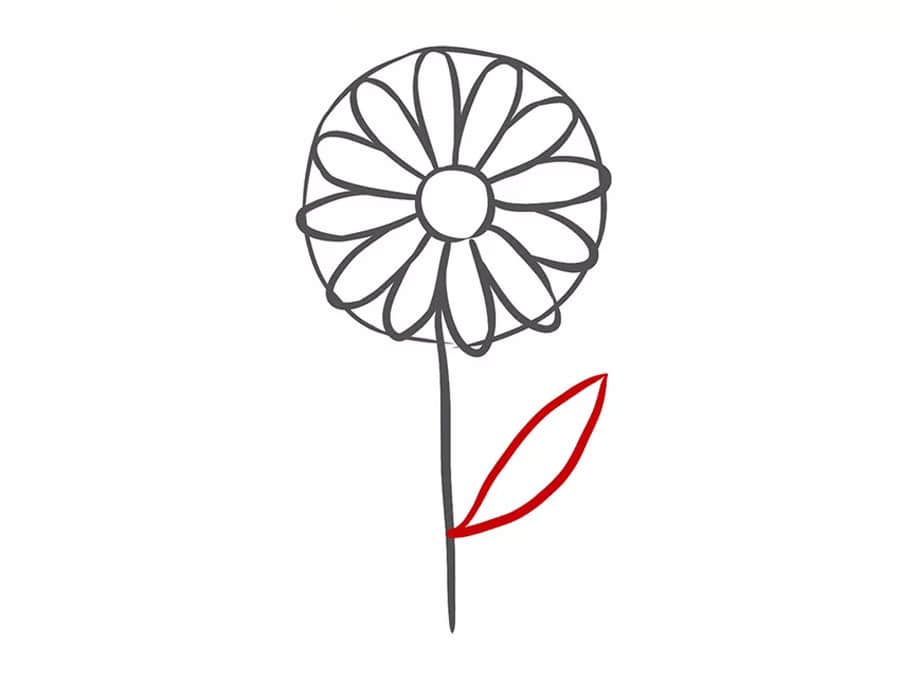 کشیدن طرح برگ روی ساقه