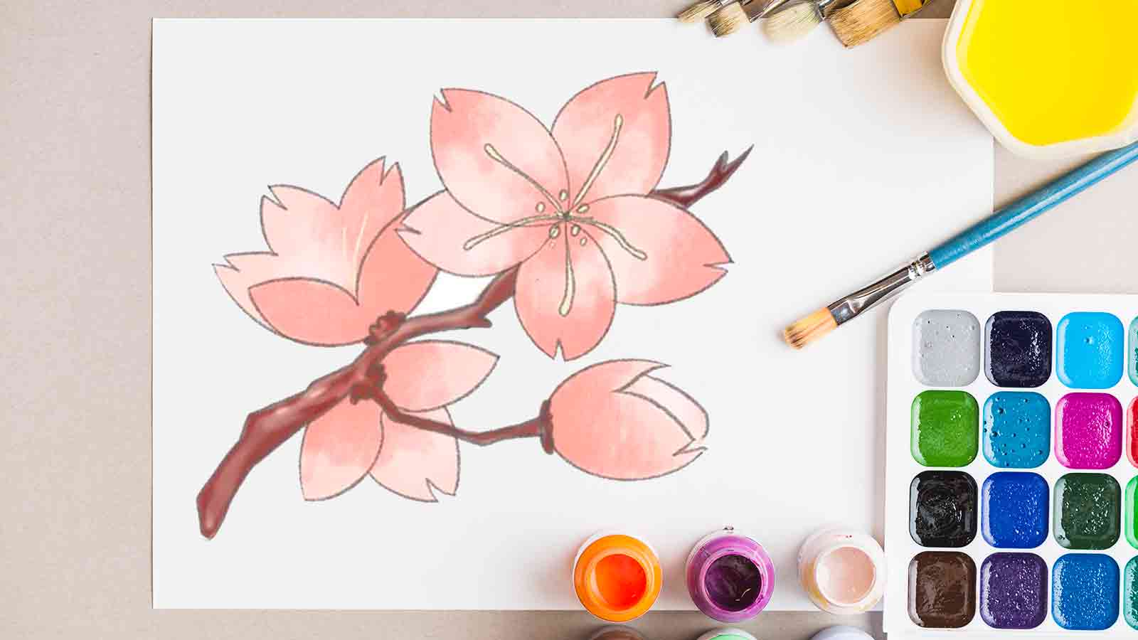 نقاشی شکوفه گیلاس