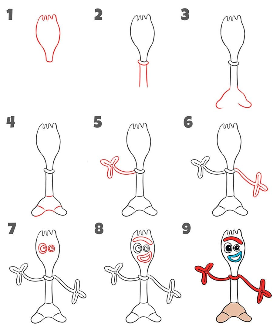 مراحل کشیدن نقاشی فورکی کودکانه